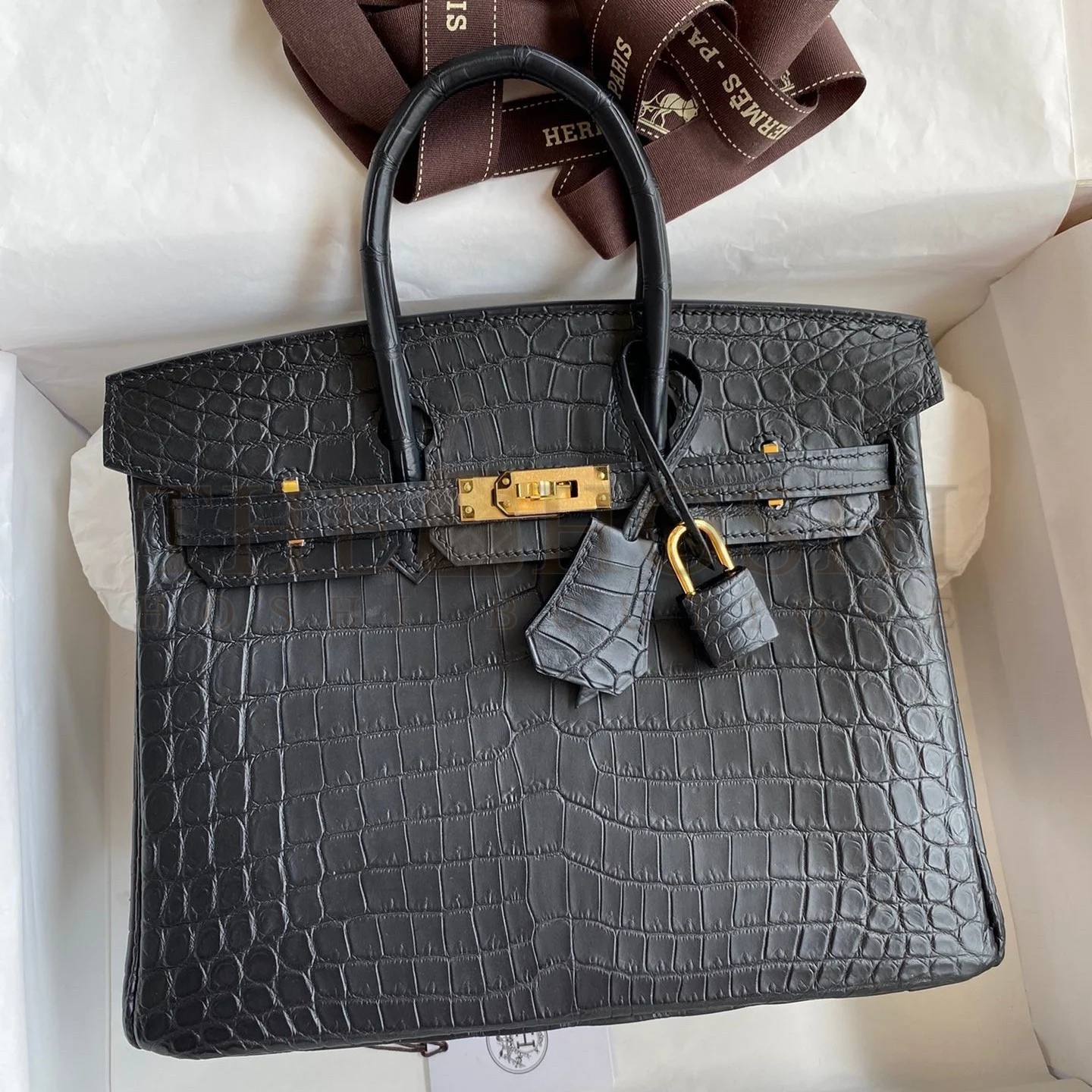 H**me5 Birkin 25 Handmade Bag In Black Crocodile Niloticus Matte Skin Master Quality