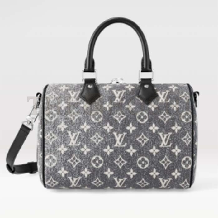 L0vis Vvtt0n LV Women Speedy Bandoulière 25 Handbag Gray Denim Textile Jacquard Master Quality