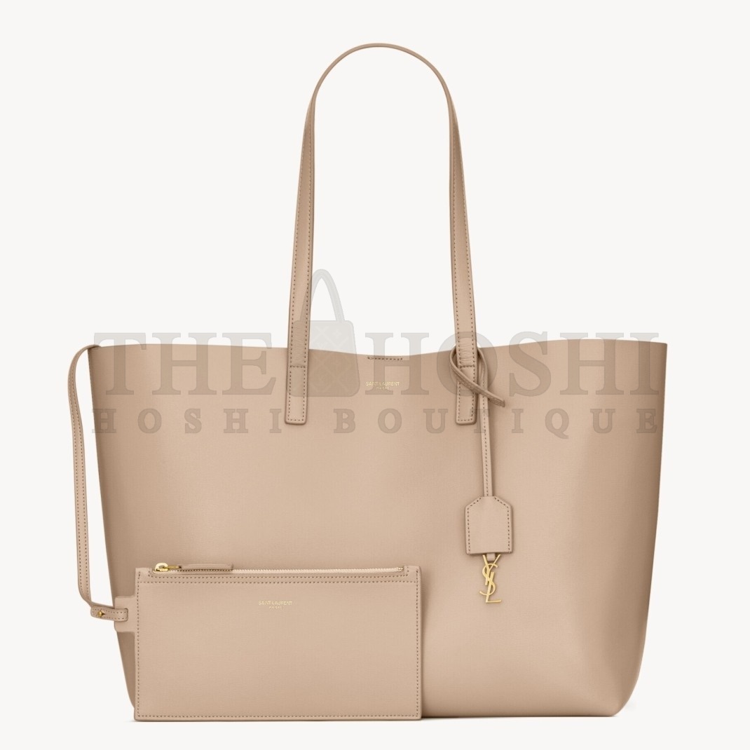 Sa1nt Lau*nt Shopping Tote Bag in Beige Leather Master Quality