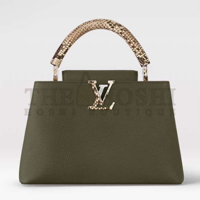 L0vis Vvtt0n LV Women Capucines MM Handbag Taurillon Cowhide Leather Python Trim Master Quality