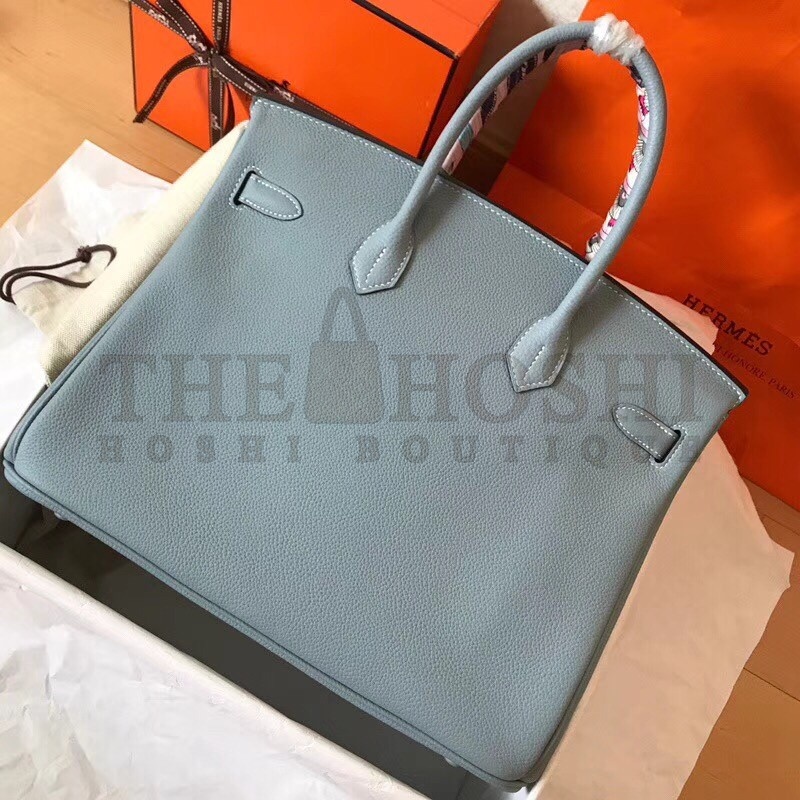 H**me5 Blue Lin Birkin 35cm Clemence Handmade Bag Master Quality