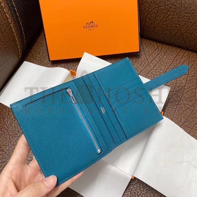 H**me5 Bearn Compact Wallet In Blue Izmir Epsom Leather Master Quality