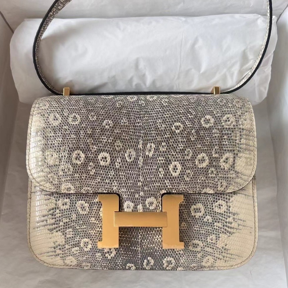 H**me5 Constance 18 Handmade Bag In Natural Lizard Skin Master Quality