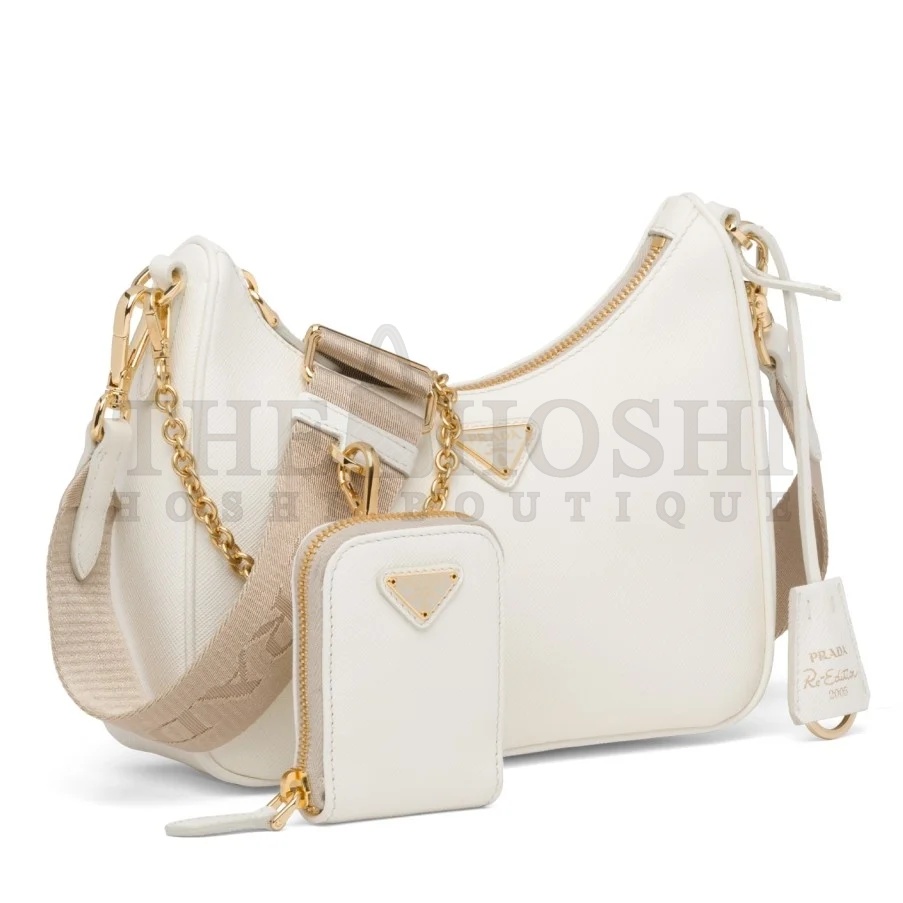 Pra*a Re-Edition 2005 Shoulder Bag In White Saffiano Leather Master Quality