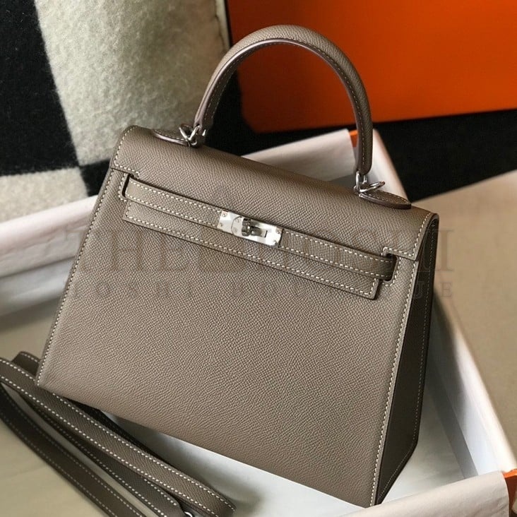 H**me5 Kelly 25cm Sellier Bag in Taupe Epsom Calfskin PHW Master Quality