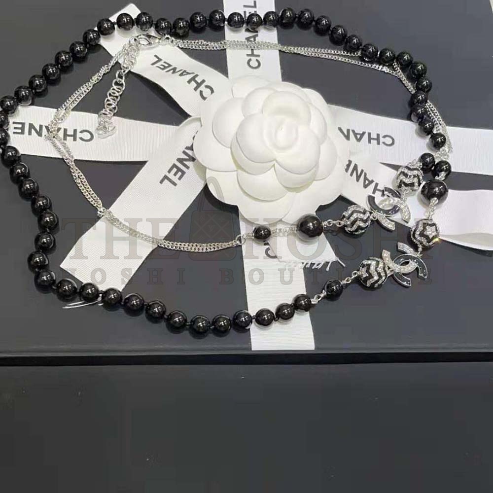 Ch**el Women Long Necklace in Metal Glass Pearls and Strass Master Quality