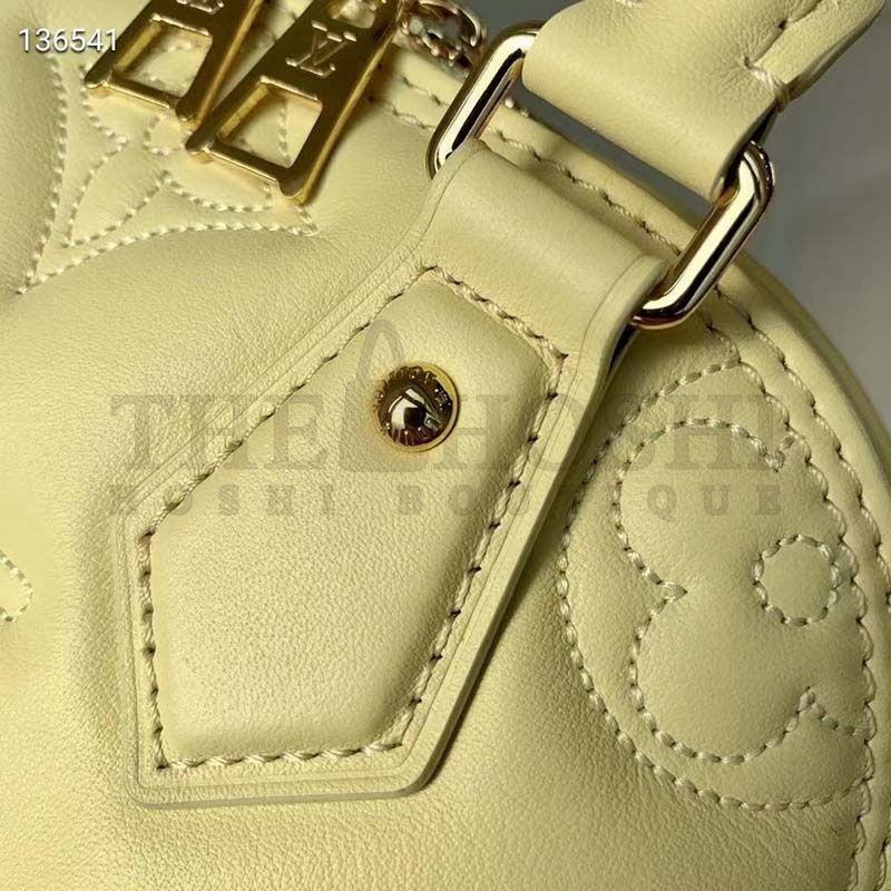L0vis Vvtt0n LV Women Alma BB Handbag Banana Yellow Quilted Embroidered Calf Master Quality