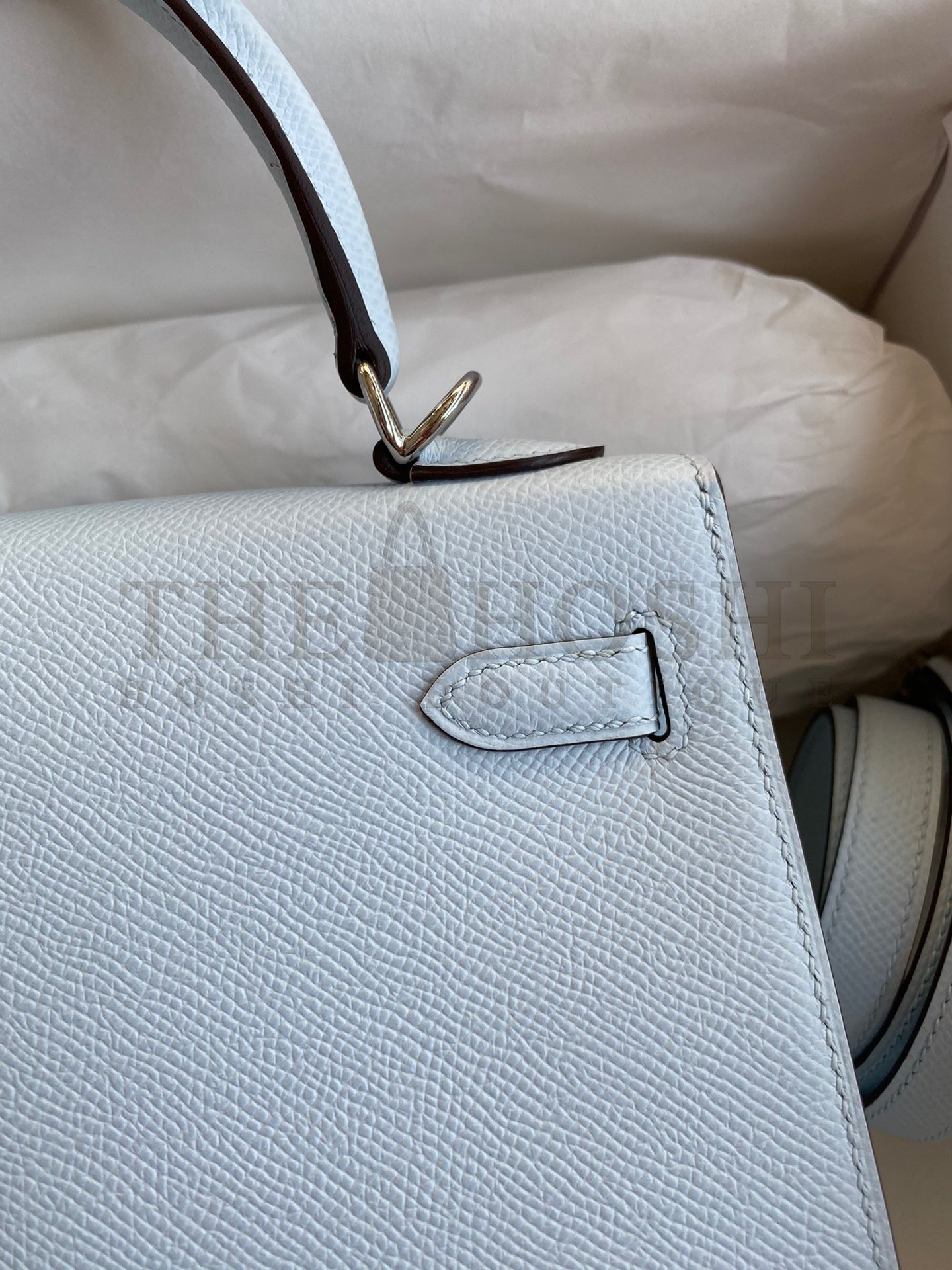 H**me5 Epsom Kelly 25cm Sellier Handmade Blue Brume Bag Master Quality