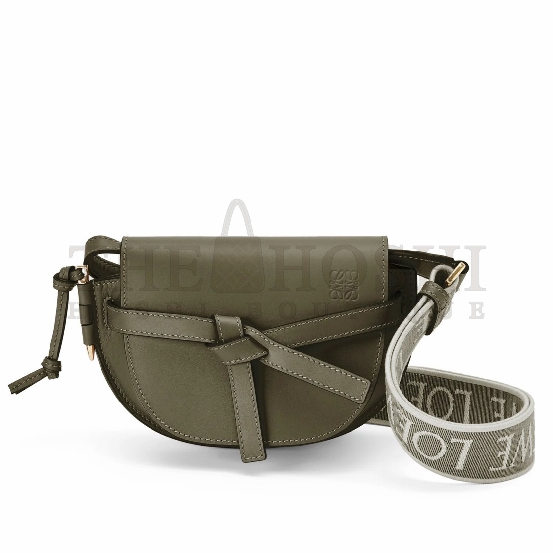 L0ew* Mini Gate Dual Bag In Autumn Green Calfskin Master Quality
