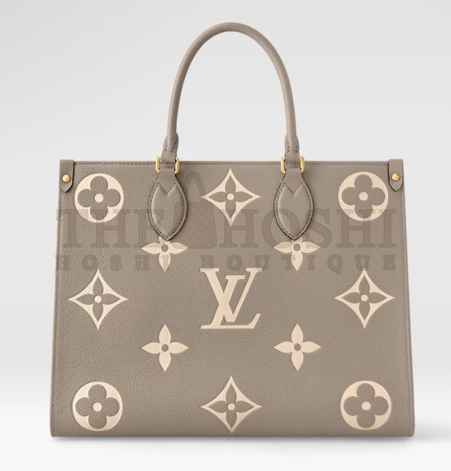 L0vis Vvtt0n LV Women Onthego Tote Beige Embossed Grained Cowhide Leather MM M45494 (35 x 27 x 14 cm)BB M47054 (18 x 15 x 8.5 cm) Master Quality