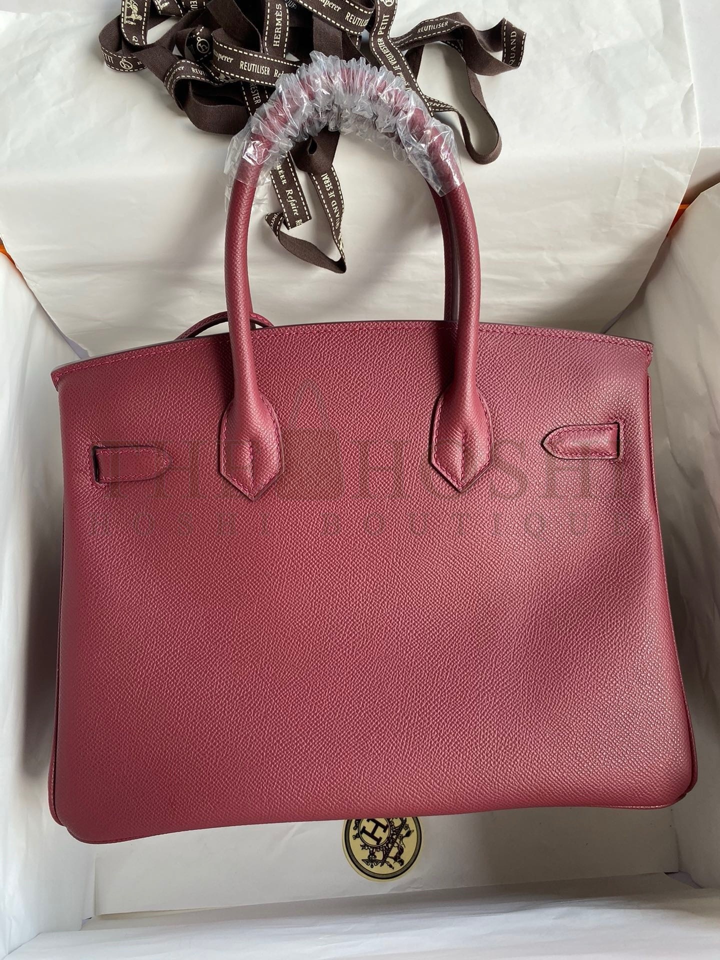 H**me5 Birkin 30 Retourne Handmade Bag In Ruby Epsom Calfskin Master Quality