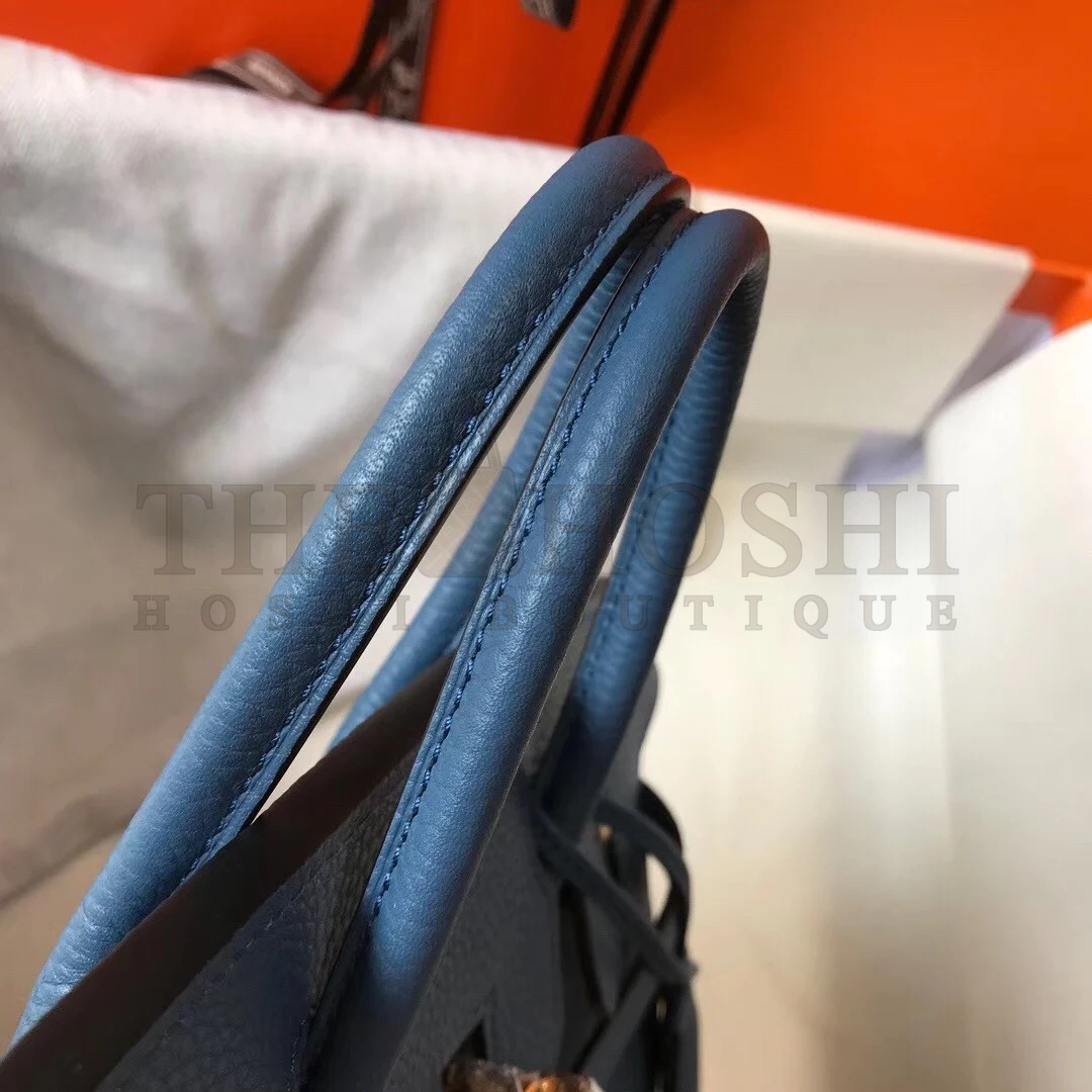 H**me5 Birkin 25 Bag In Blue Agate Clemence Leather with GHW Master Quality