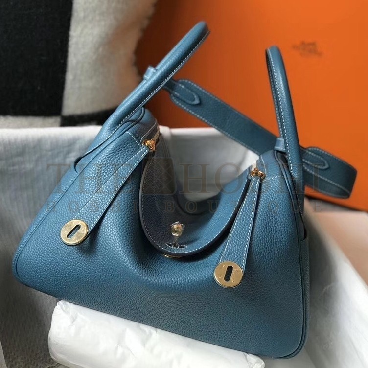 H**me5 Lindy 30cm Bag In Blue Jean Clemence Leather Master Quality