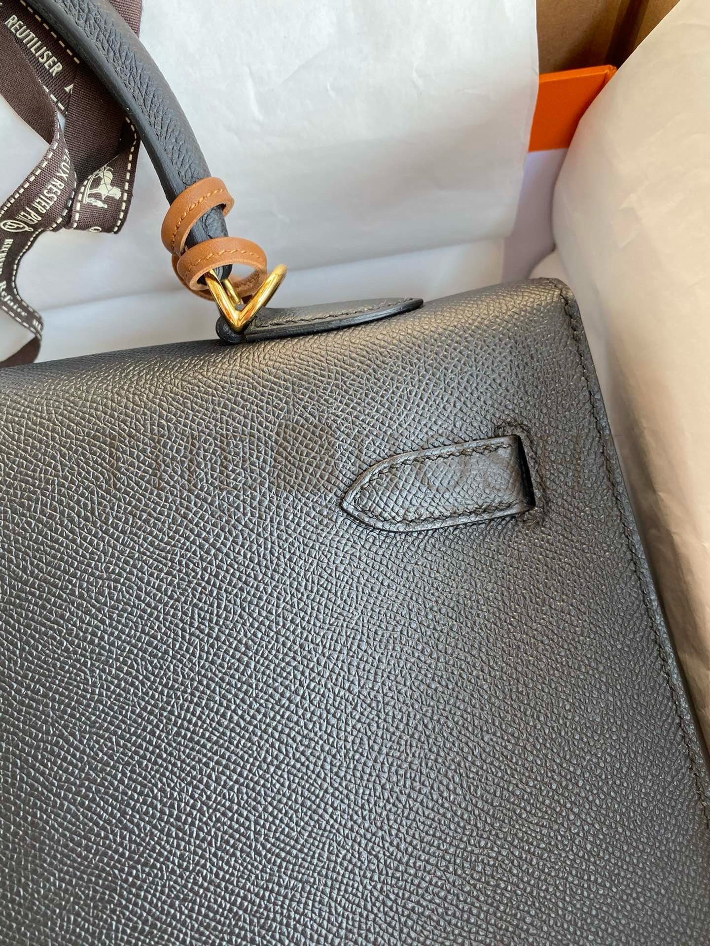 H**me5 Kelly Sellier 35 Handmade Bag In Black Epsom Calfskin Master Quality