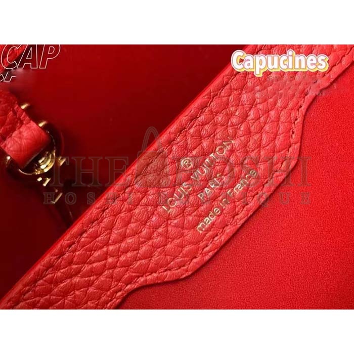 L0vis Vvtt0n LV Women Capucines BB Handbag Scarlet Red Taurillon Cowhide Leather Master Quality
