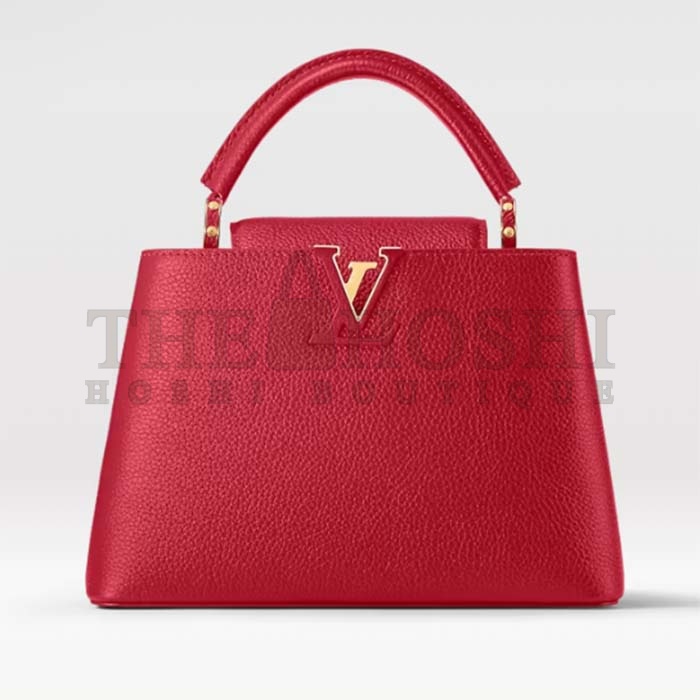 L0vis Vvtt0n LV Women Capucines BB Handbag Scarlet Red Taurillon Cowhide Leather Master Quality