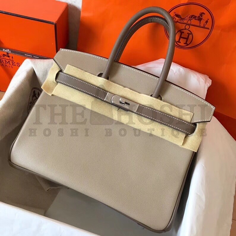 H**me5 Bicolor Epsom Birkin 30cm Handmade Grey Bag Master Quality