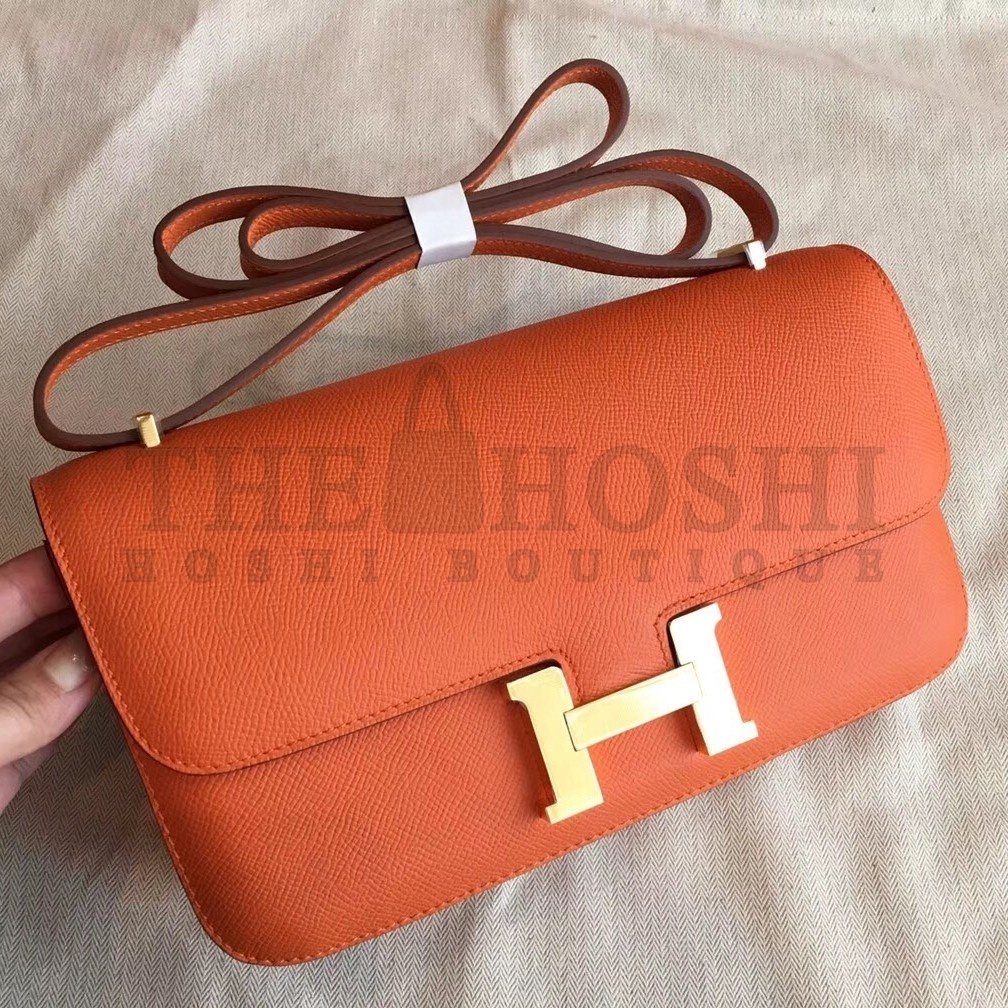 H**me5 Orange Epsom Constance Elan 25cm Bag Master Quality