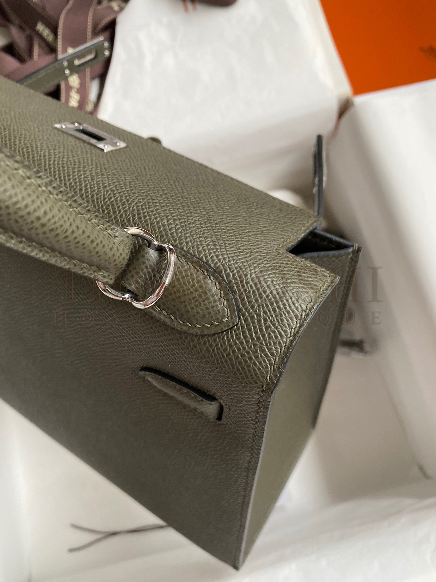 H**me5 Kelly Sellier 25 Handmade Bag In Vert De Gris Epsom Calfskin Master Quality