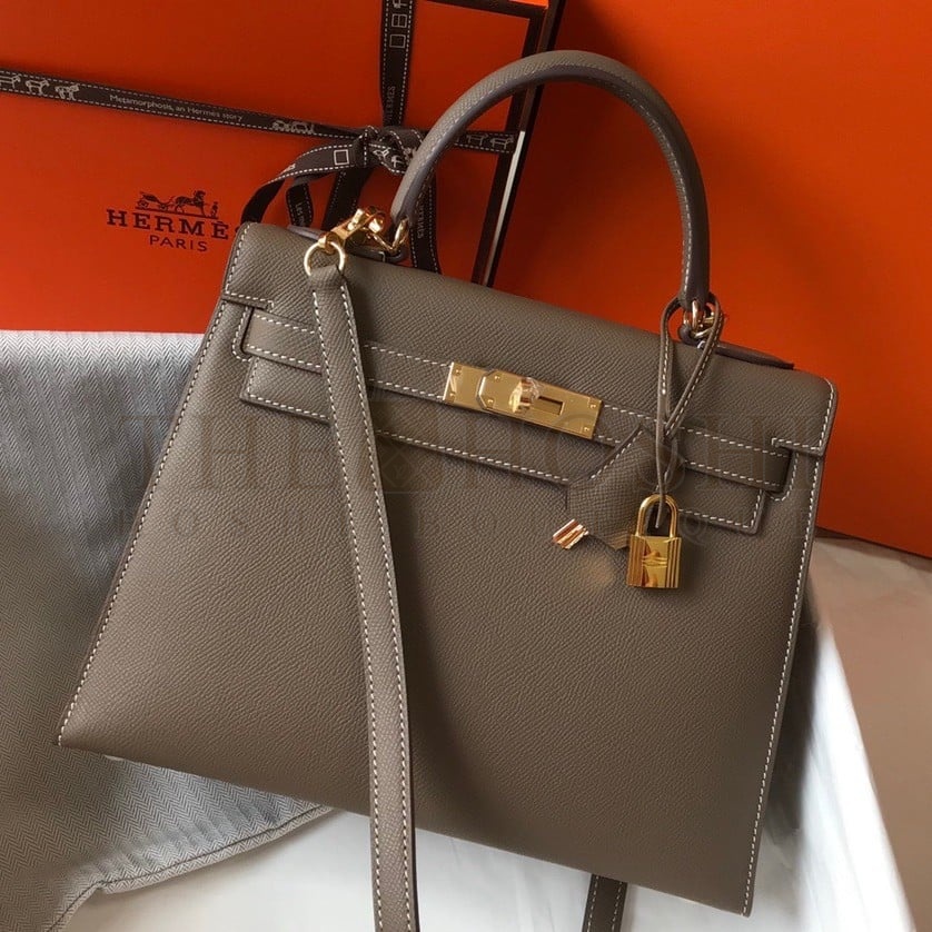 H**me5 Kelly 28cm Sellier Bag in Taupe Epsom Calfskin GHW Master Quality
