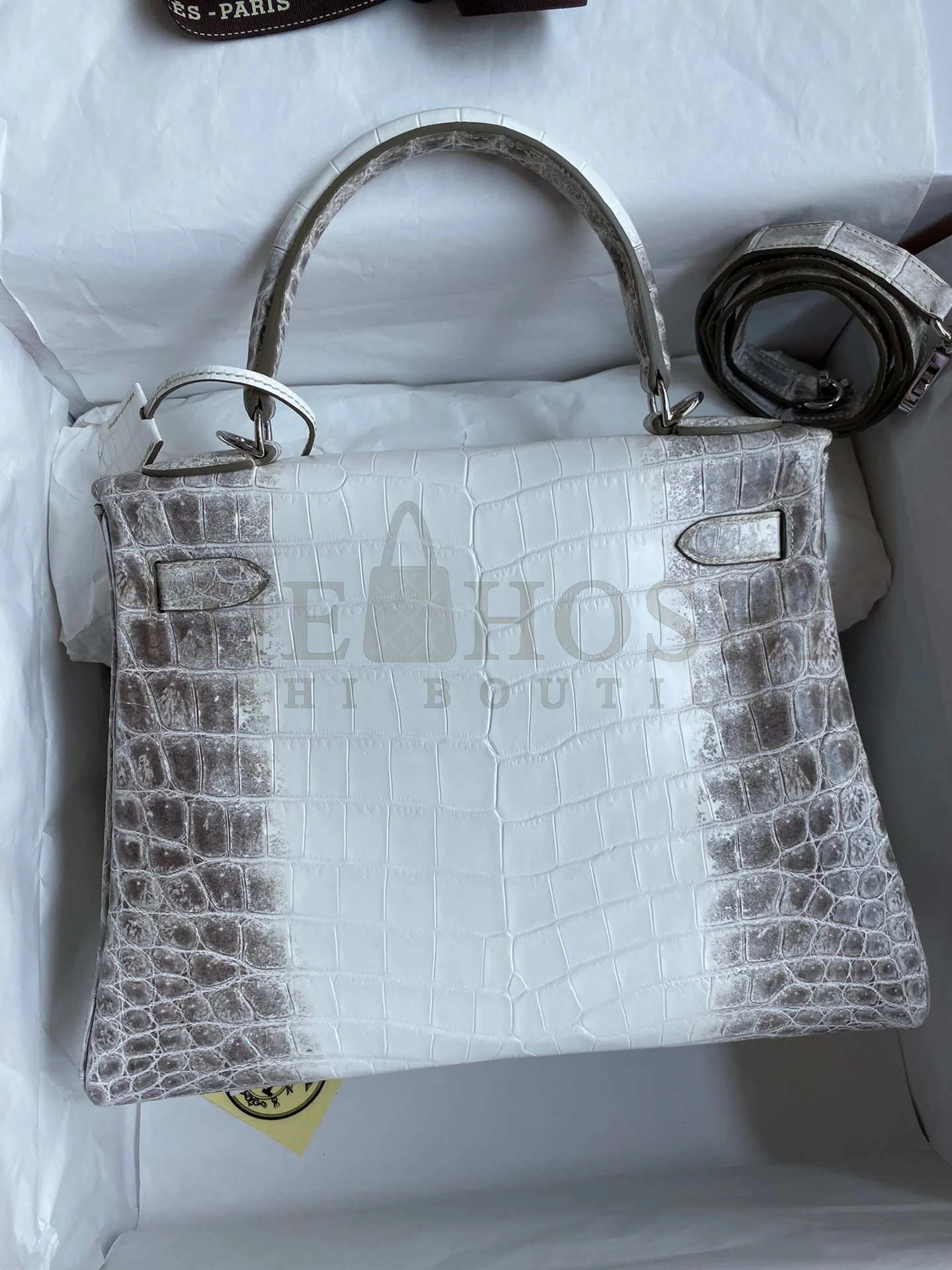 H**me5 Kelly Retourne 28 Handmade Bag In Himalaya Crocodile Niloticus Skin Master Quality