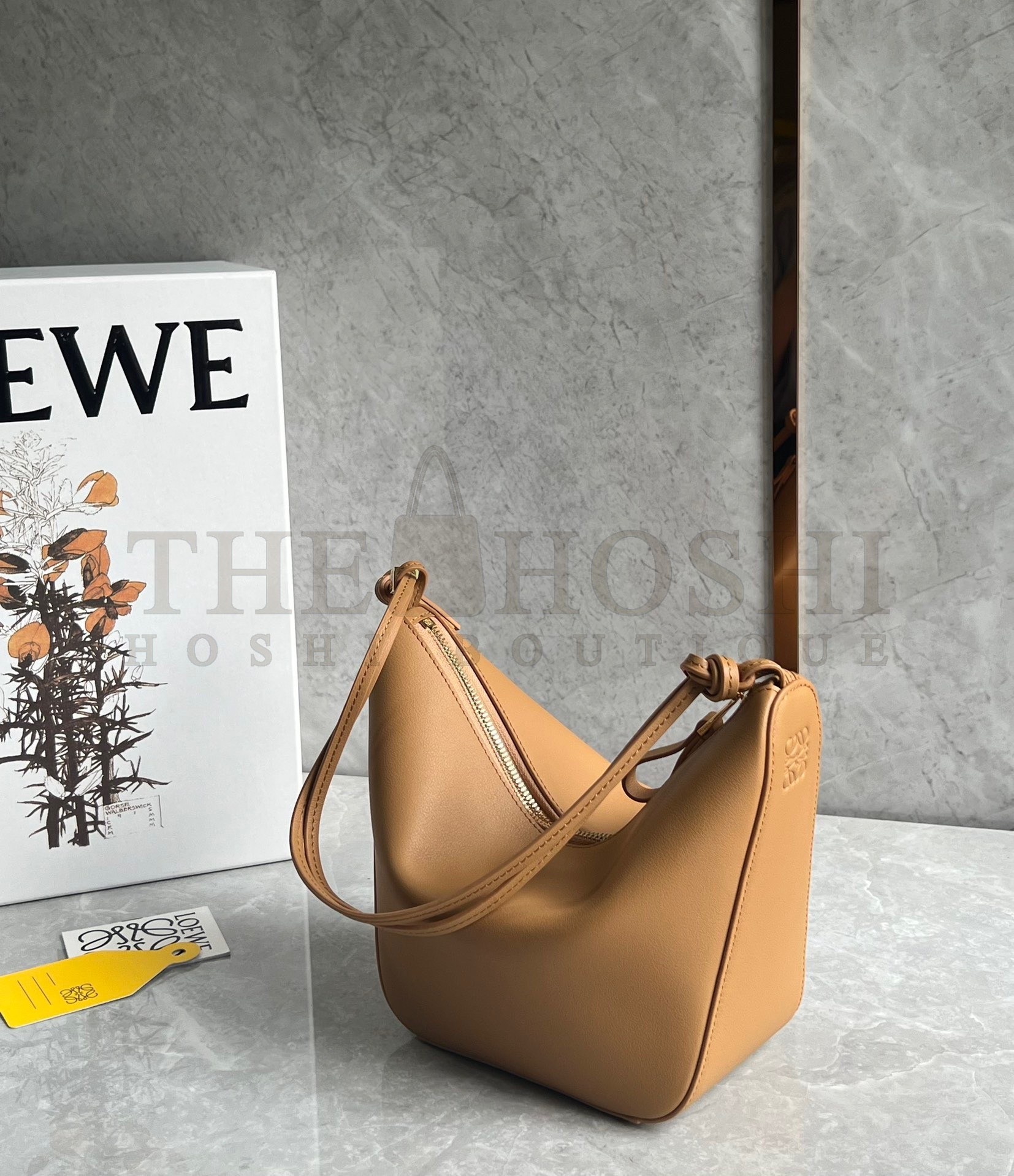 L0ew* Mini Hammock Hobo Bag in Light Brown Calfskin Master Quality