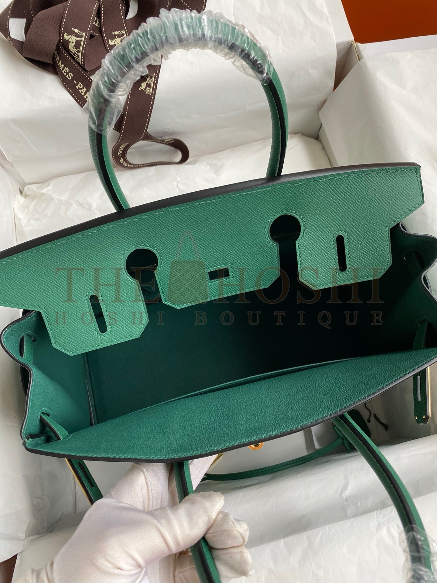 H**me5 Birkin 30 Retourne Handmade Bag In Malachite Epsom Calfskin Master Quality