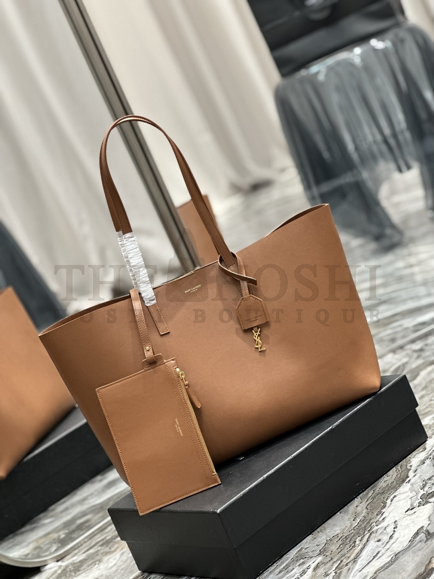 Sa1nt Lau*nt Shopping Tote Bag in Brown Leather Master Quality