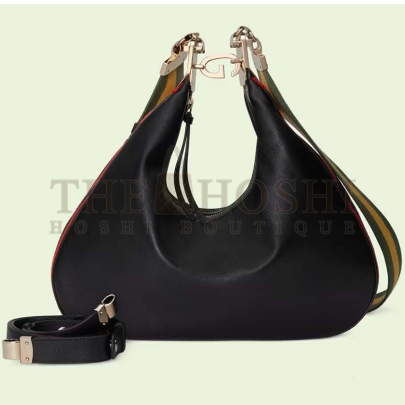 Gvc*1 Women Attache Large Shoulder Bag Black Leather Master Quality