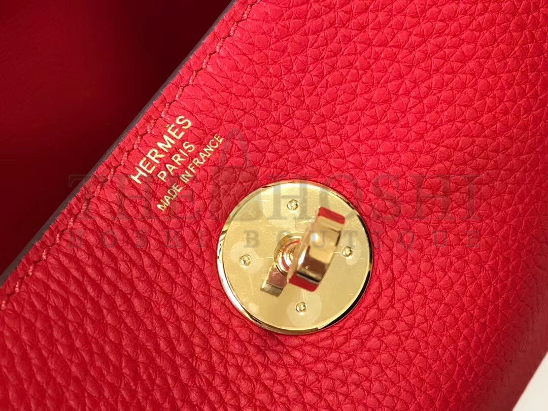 H**me5 Mini Lindy Bag In Red Clemence Leather Master Quality