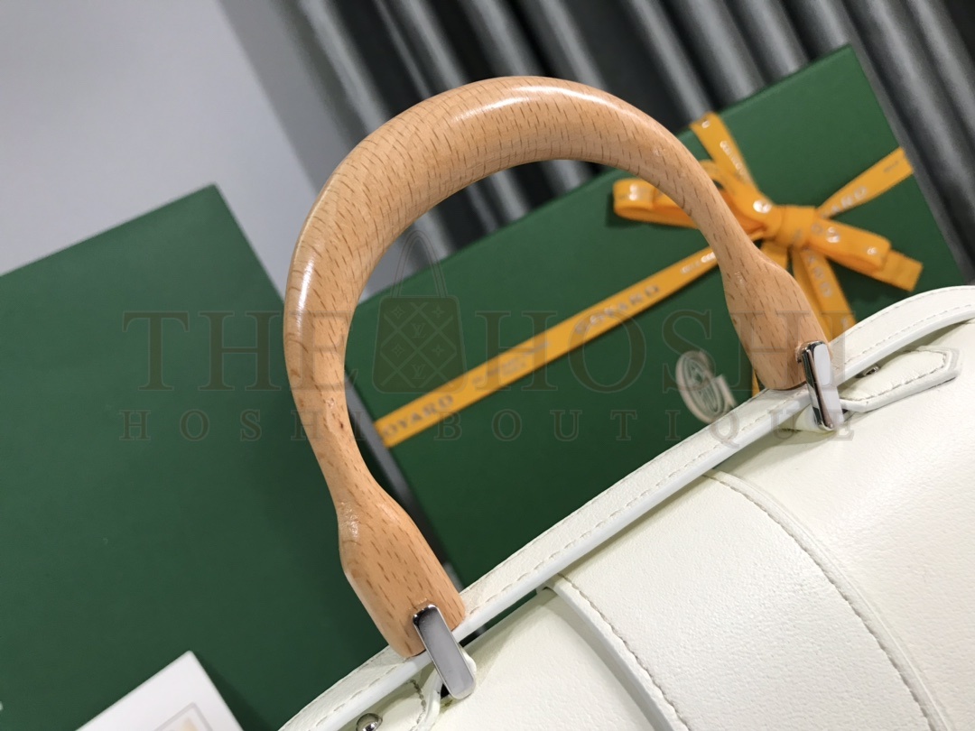 G09ard Mini Saigon Bag White Leather Wooden Handle 20x14.5x9cm Master Quality