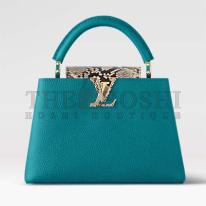 L0vis Vvtt0n LV Women Capucines BB Handbag Green Taurillon Python Skin Leather Master Quality