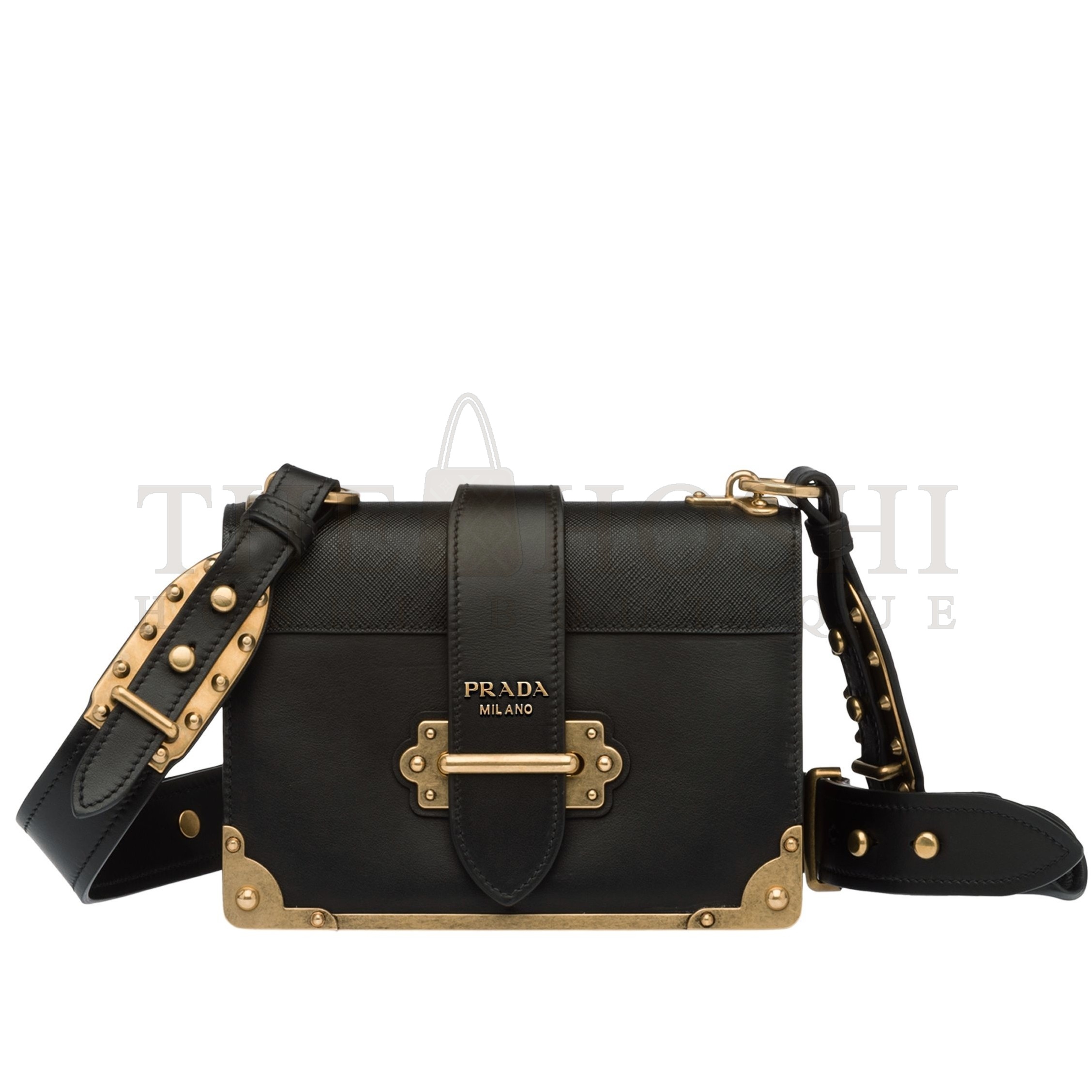 Pra*a Cahier Shoulder Bag In Black Leather Master Quality