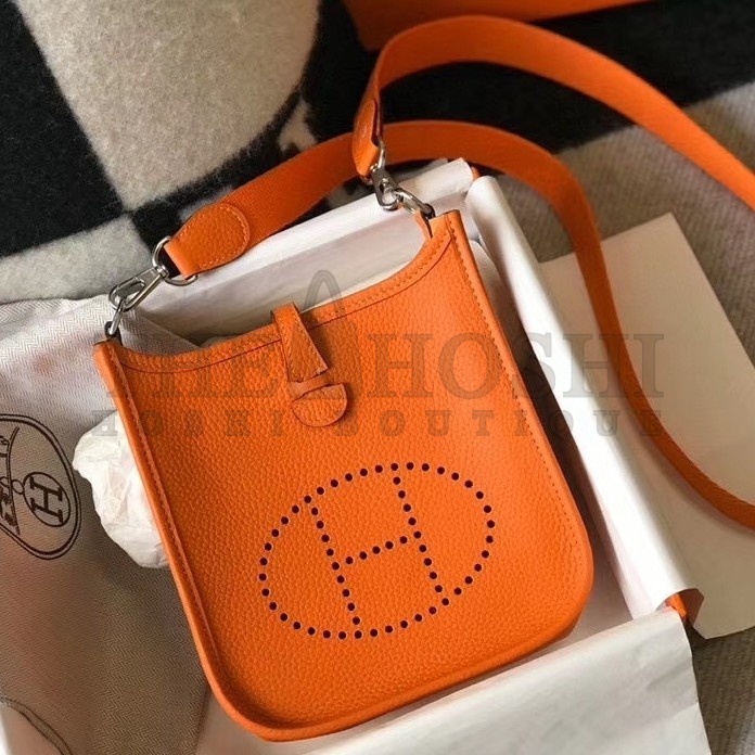 H**me5 Evelyne III TPM Bag In Orange Clemence Leather Master Quality