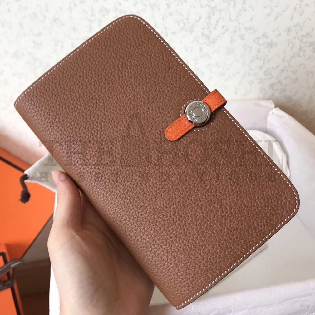 H**me5 Bicolor Dogon Duo Wallet In Brown/Orange Leather Master Quality