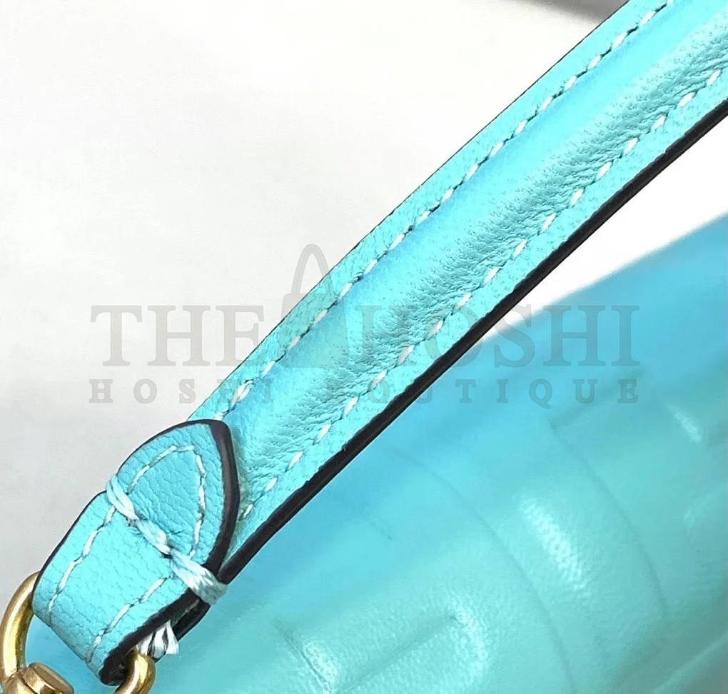 F**di Small Baguette Bag In Blue FF Nappa Leather Master Quality