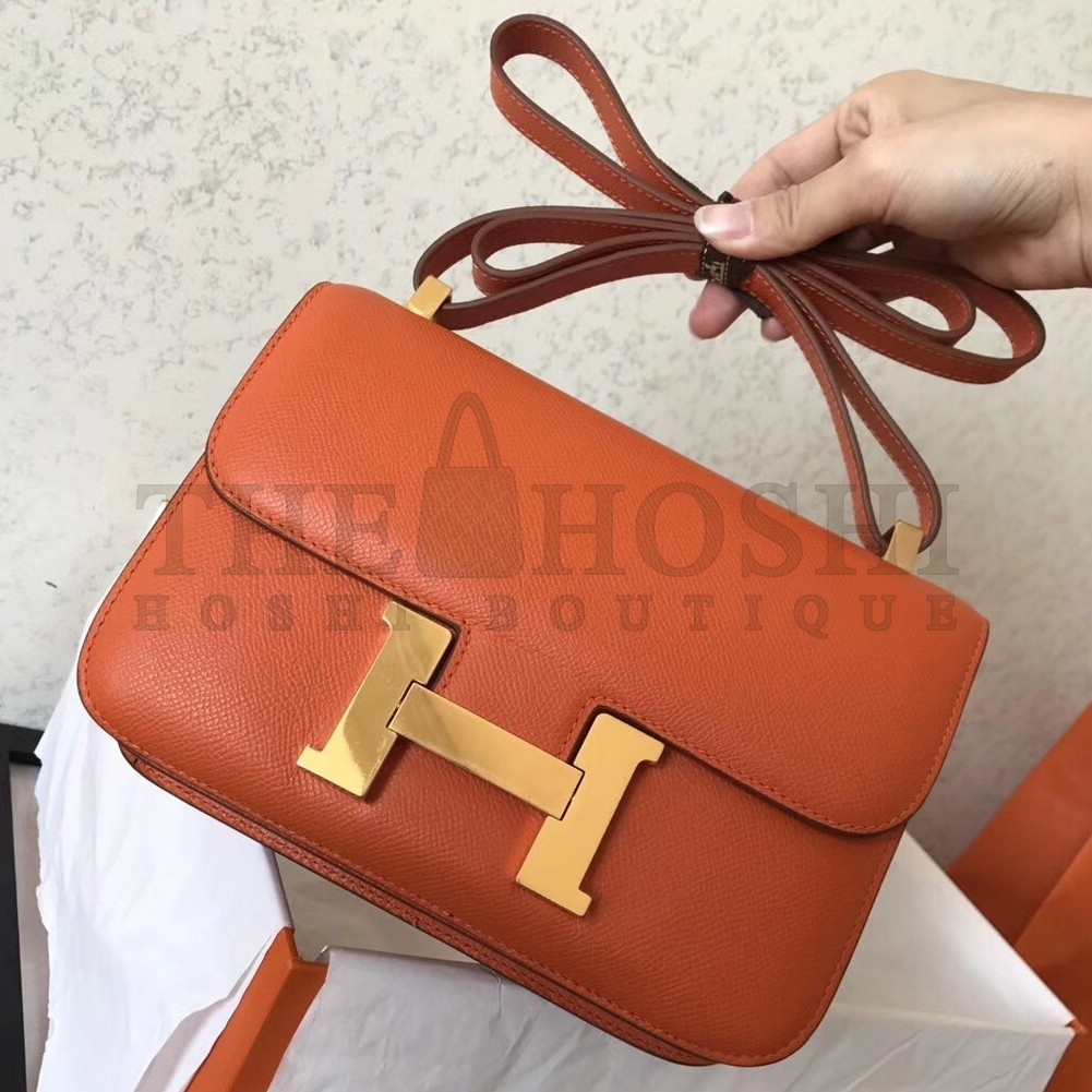H**me5 Epsom Constance 24cm Orange Handmade Bag Master Quality