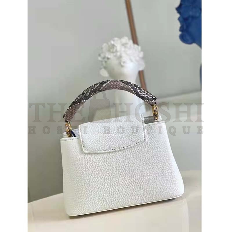 L0vis Vvtt0n LV Women Capucines Mini Handbag White Taurillon Leather Master Quality