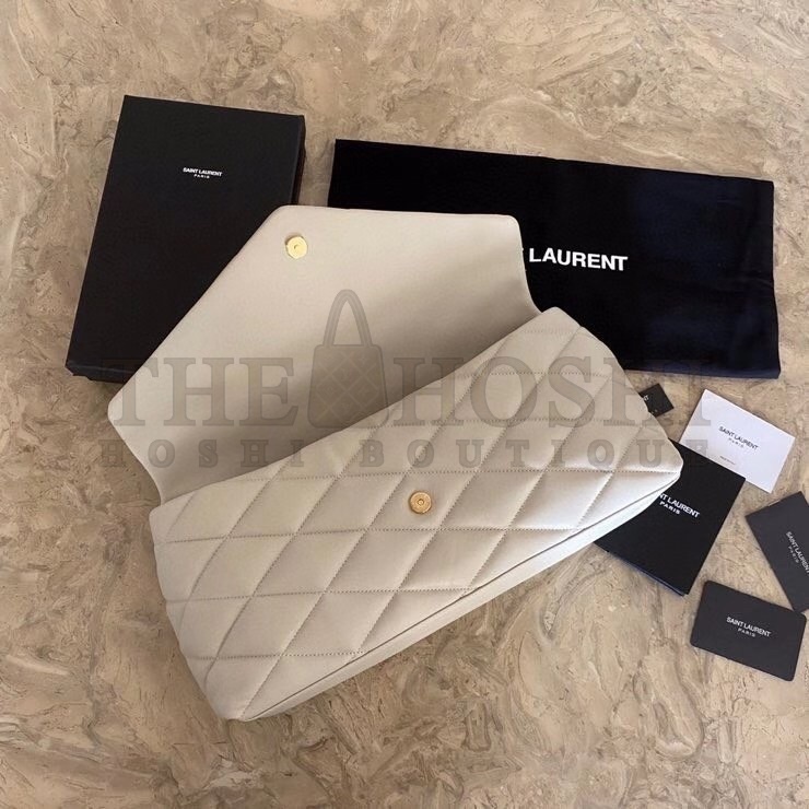 Sa1nt Lau*nt Sade Puffer Envelope Clutch In White Lambskin Master Quality