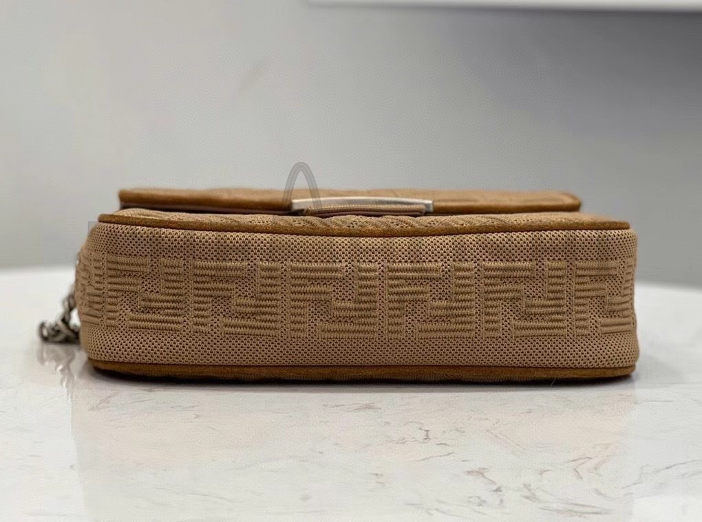 F**di Baguette Chain Midi Bag In Beige FF Fabric Master Quality