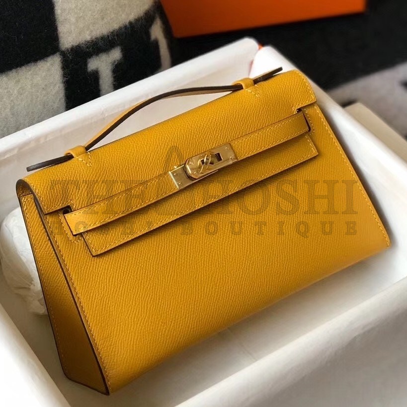 H**me5 Kelly Pochette Bag In Yellow Epsom Leather Master Quality
