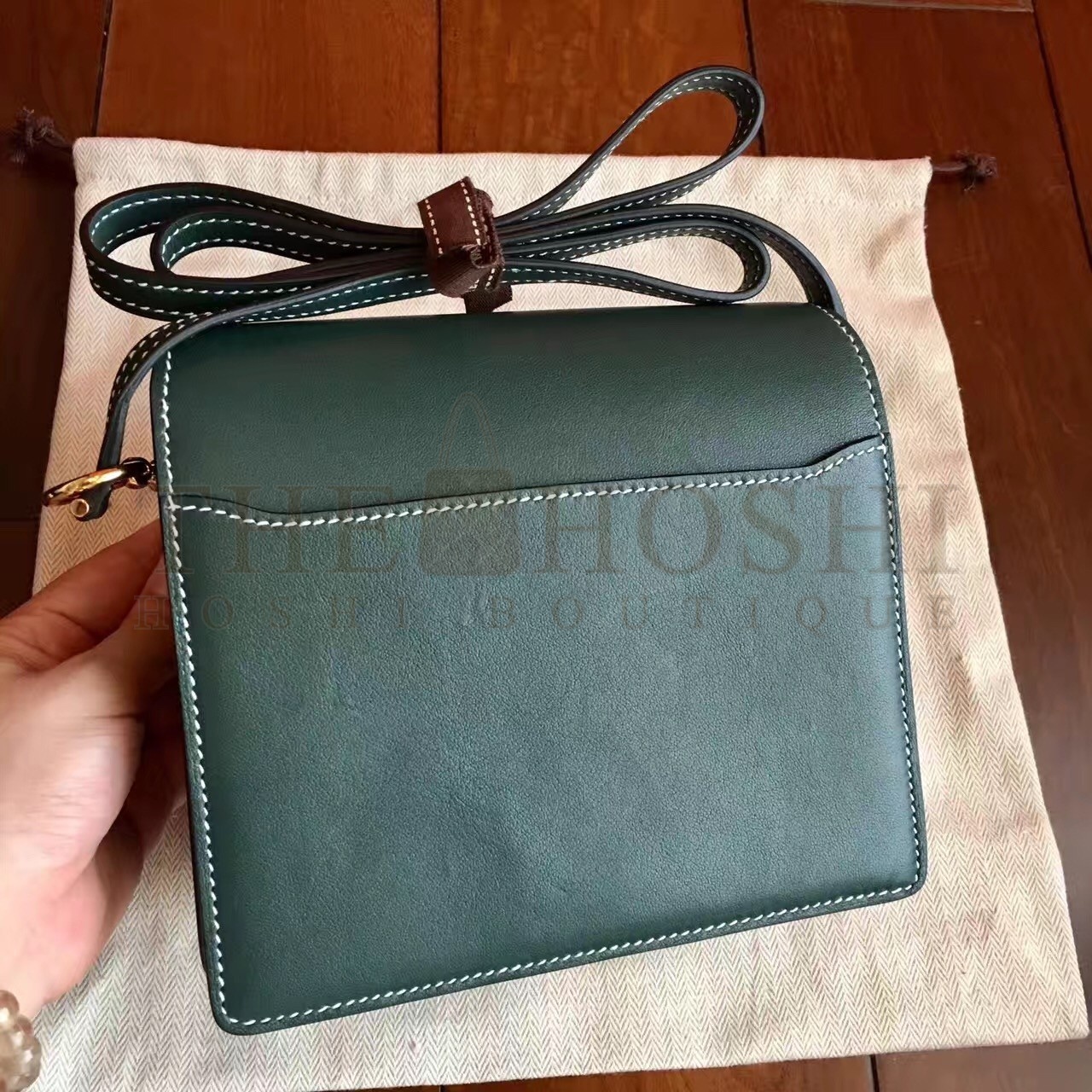 H**me5 Mini Sac Roulis Bag In Green Swift Leather Master Quality