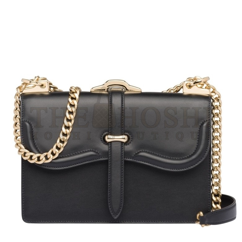 Pra*a Belle Shoulder Bag In Black Calfskin Master Quality