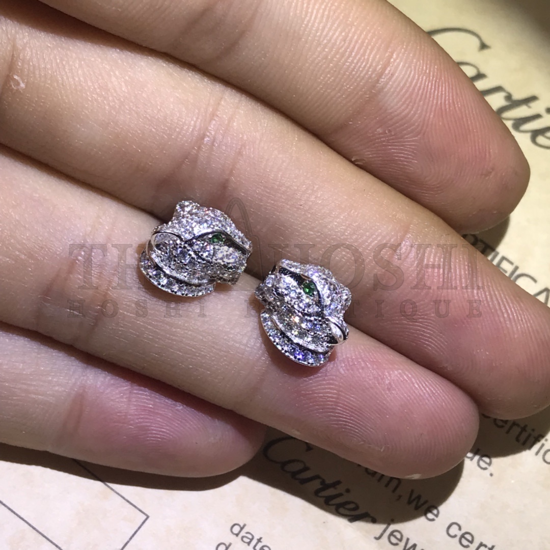 Ca*t1er Leopard Head Stud Earrings Full of D1am0nds,PANTHÈRE DE Ca*t1er EARRINGS Master Quality