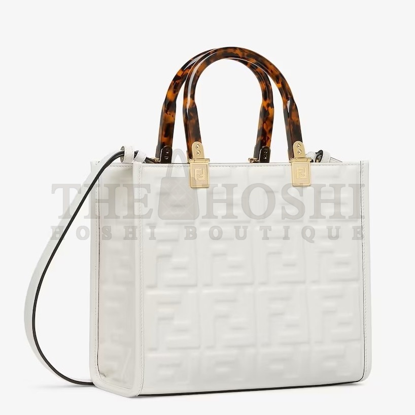F**di Sunshine Small Tote Bag In White FF Calfskin Master Quality