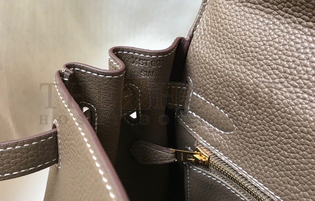 H**me5 Kelly 25cm Retourne Bag in Taupe Clemence Leather GHW Master Quality