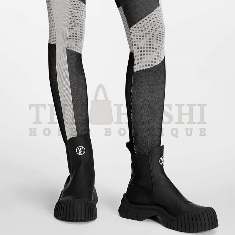 L0vis Vvtt0n Women Shoes LV Ruby Flat Ankle Boot Black Rubberized Calf Leather boots Master Quality