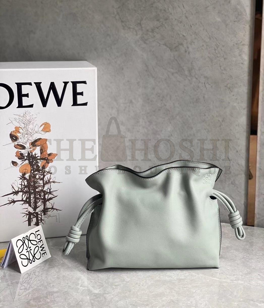 L0ew* Mini Flamenco Clutch Bag In Ash Grey Calfskin Master Quality