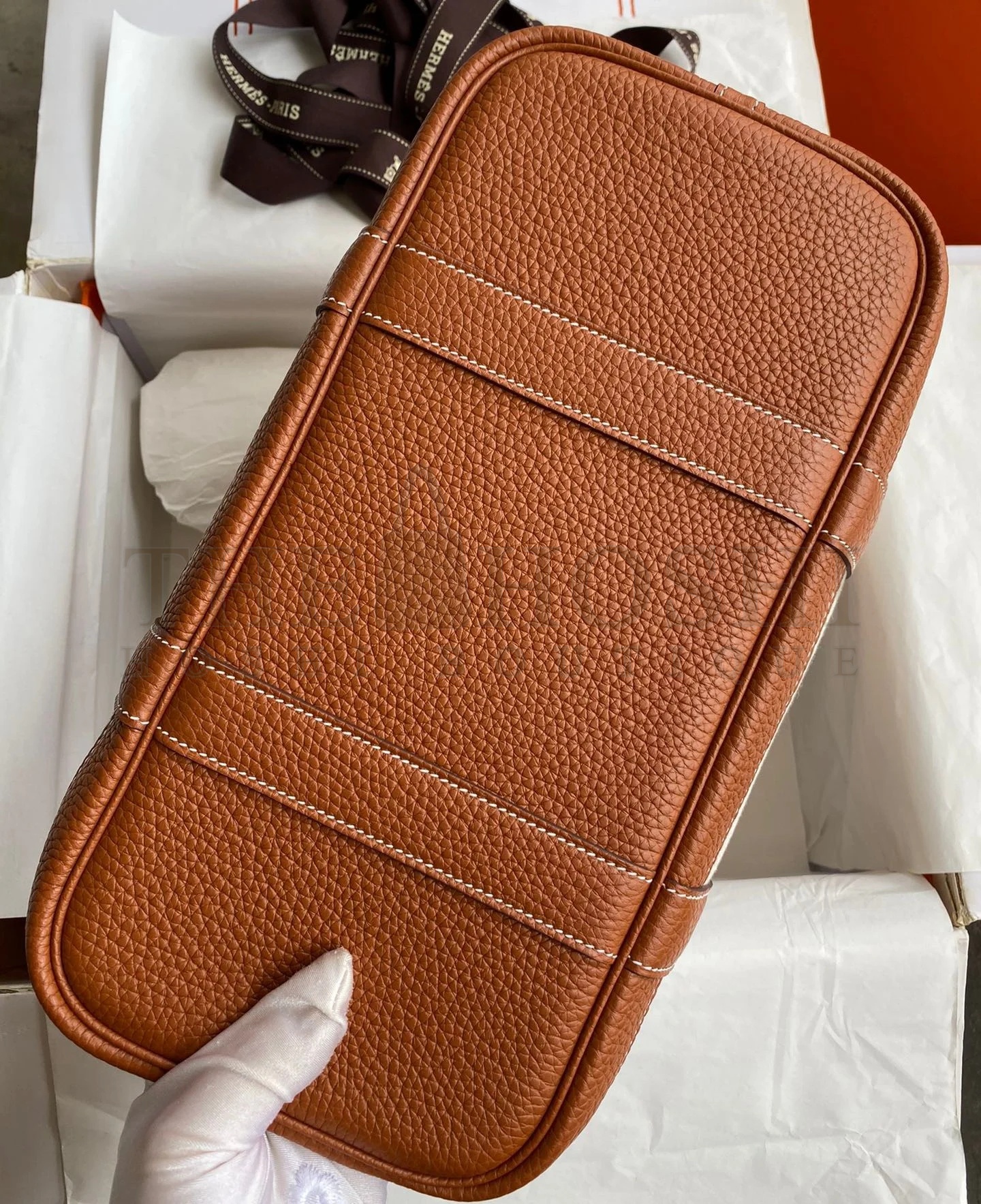 H**me5 Garden Party 30 Handmade Bag in Toile and Gold Leather Master Quality