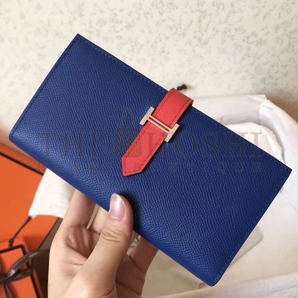 H**me5 Bi-Color Epsom Bearn Wallet Electric Blue/Piment Master Quality